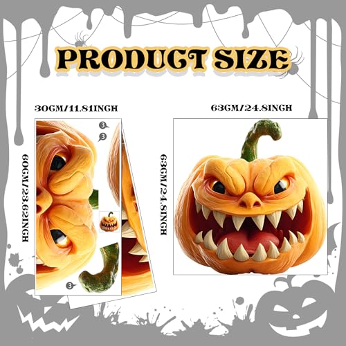 Halloween Wall Decals,Peel and Stick Halloween Theme Decor Stickers,Removable Vinyl Spooky Scary Face Wall Sticker for Holiday Party Decor. (3D Evil Laughing Pumpkin Decal)