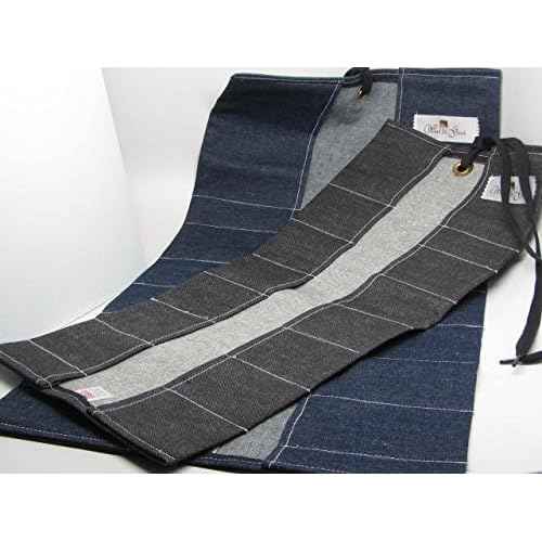 UJ Ramelson Tool Roll Holder, Durable Rollable Roll-up Hanging Pocket Pouch for Chisels, Hammers, Gouges, and More (2 Piece - 34 Pockets, Denim)