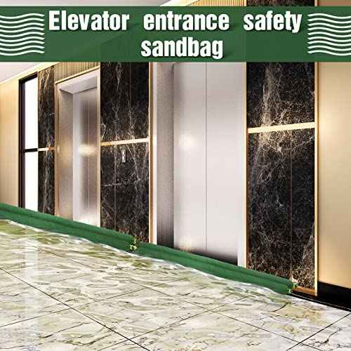Threan 4 Pcs Long Canvas Sandbags for Flooding Sand Tube Bags Flood Protection Thickened Reusable Rain Wind Flood Barrier with Elastic Band Water Barrier Tube for Door Rain Control, Green (11 ft)