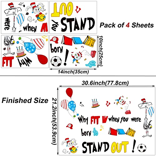 Maydahui Why Fit in When You were Born to Stand Out Wall Decal Dr Seuss Quote Wall Vinyl Sticker (21.2 x 30.6 Inch) Peel Stick Removable Kids Room Art Mural Decor for Baby Bedroom Nursery Classroom