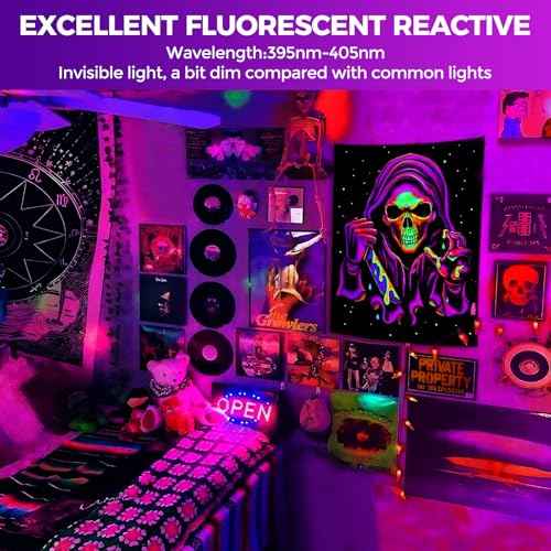 30W Halloween Black Light Spotlight Outdoor High Power LED Outdoor Black Light Spot Lights IP66 Waterproof Blacklight Spotlight 395nm Blacklight Spot Lights with Plug for Glow Party (2 Pack)