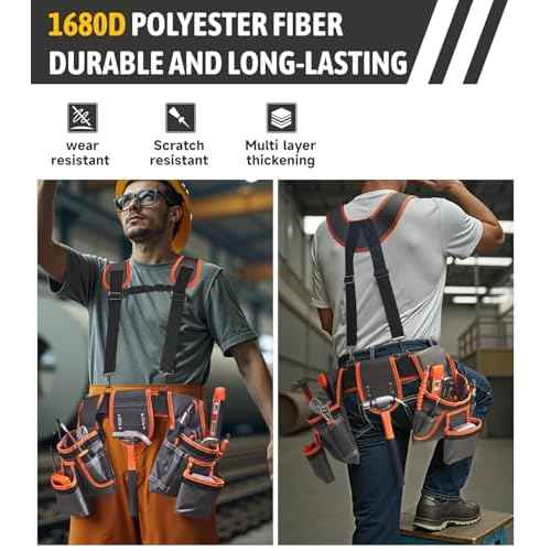 New Tool Belts for Men, Professional Morrales de Construccion, Tool Belt Suspenders Made of 1680D Polyester Fiber, Suitable for Electricians, Carpenters, etc