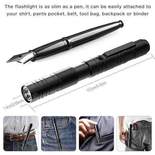 Rechargeable Pen Light, Zoomable Led Penlight Inspector Flashlight Pocket Flashlight with Clip Small Mini Handheld Slim Flashlight 360 Lumens LED for Nurse Medical Repair Engineer Doctor