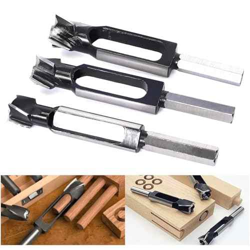 3PCS Wood Plug Cutters Set, Wood Tenon Maker Dowel Pocket Hole Plug Cutters, Woodworking Drill Bit, Suiatble for Making 3/8" 1/2" 5/8" Wood Dowel Pins- (Wood Plug Cutters)