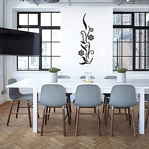 3D Flower Acrylic Wall Sticker for Bedroom Living Room Sofa Backdrop Tv Wall Background, 3D Removable Acrylic Wall Decor Decal Sticker for Home Decoration (Black)