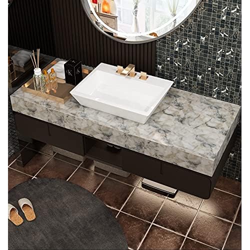 Livelynine Pacific Blue Marble Contact Paper for Countertops Self Adhesive Wallpaper for Kitchen Countertop Peel and Stick Waterproof Marble Counter Top Vinyl Wrap Table Desk Covers Bathroom 15.8x78.8
