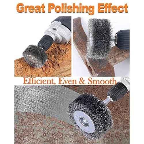 10 Pack Wire Wheel Brush Wire Wheel Brush for Drill Attachment, Rocaris 2 Inch Heavy Duty Wire Brushes Removal Paint Rust & Corrosion, 0.0118" Carbon Steel Wire, 1/4in Shank, 20000RPM