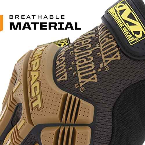 Mechanix Wear M-Pact Leather Gloves - Leather Impact-Resistant Work Gloves for Hand Support - Breathable Design - Shock Absorbing - Machine Washable - Brown/Black - Large