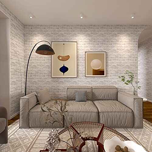 Cohoo Home Brick Wallpaper Peel and Stick Contact Paper 787inL 18inW Faux 3D Brick Contact Paper for Walls White Gray Grey Self Adhesive Removable Wallpaper Backsplash Bedroom Wall Sticky Waterproof