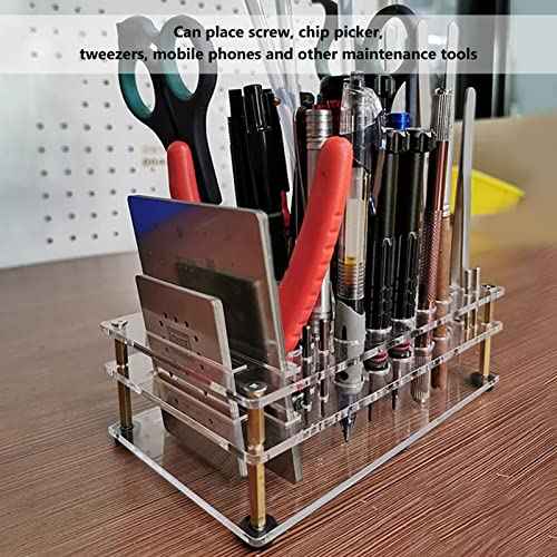 Heayzoki Screwdriver Storage Rack, Acrylic Tool Stand, Transparent, Portable & Lightweight, Ideal for Hardware Tools & Repair Items