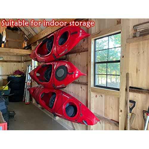 Garage Storage Kayak Hooks, 15.5 Inch Heavy Duty Storage Hanger, Wall Mounted Rack for Hanging Canoe Paddleboard, Surfboard, Snowboard, Ladders, Bikes, Black and Red, 15.5Inches x 10.8Inches