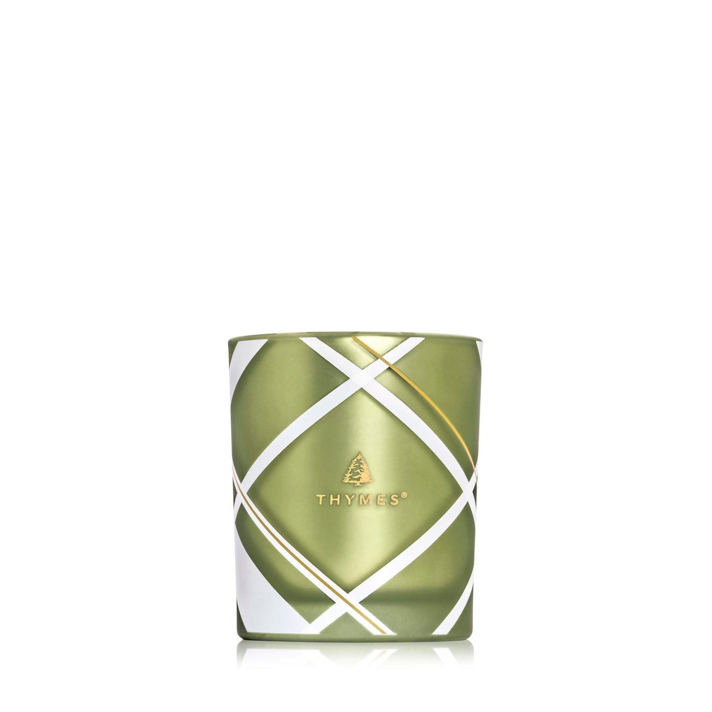 Thymes Frasier Fir Candle – Frosted Plaid Jar Candles – Green & White Candle Jar Design – Scented Candles with Notes of Siberian Fir, Cedarwood & Sandalwood – Holiday Candles (6.5 oz)