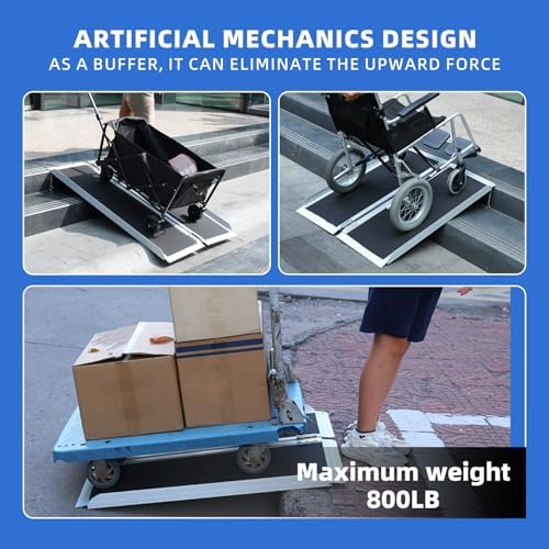 Portable Wheelchair Ramp 3FT,No-Slip Aluminum Folding Handicap Ramp 800lbs Load Capacaity,Wheel Chair ramp for Home Steps,Stairs,car