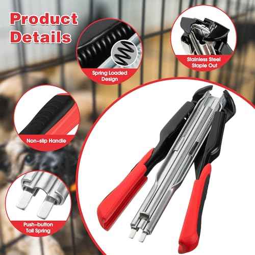 Dreyoo 2500 Pcs C Clips Hog Ring Pliers Kit, 3/4'' Hog Ring Nail, Fencing Plier Staple Gun Cage Clamp for Animal Pet Cages Fencing, Upholstery, Car Cushions, Meat and Sausage Casings