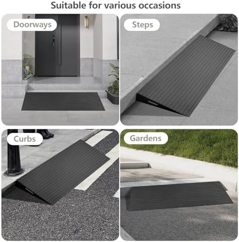 1.8" Rise Threshold Ramps for Doorways, Driveways, Heavy Duty Solid Rubber 9000lbs Capacity, Non-Slip & Cuttable Handicap Ramp for Wheelchairs, Scooters, Strollers, Curbs- 1.8″Rise (35″×9.8″)