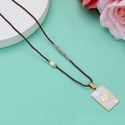 Medical Alert Necklace for Women Shell & Gold-Tone Stainless Steel Emergency ID Tag Pendant Necklace for Girls Custom Engraved Medical Alert Jewelry