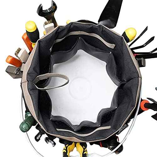 MELOTOUGH Bucket Tool Organizer With 35 Pockets Fits to 3.5-5 Gallon Bucket (Khaki)