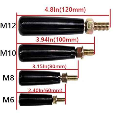 Revolving Handle Knob Handwheel with M10 * P1.5 L-4" Male Threaded Stem for Hose Reel, Trailer Jack Knob, Table Saw Adjusting, Pop up Fireplace Damper Crank, Ventilation Facility, Fence Guard, etc