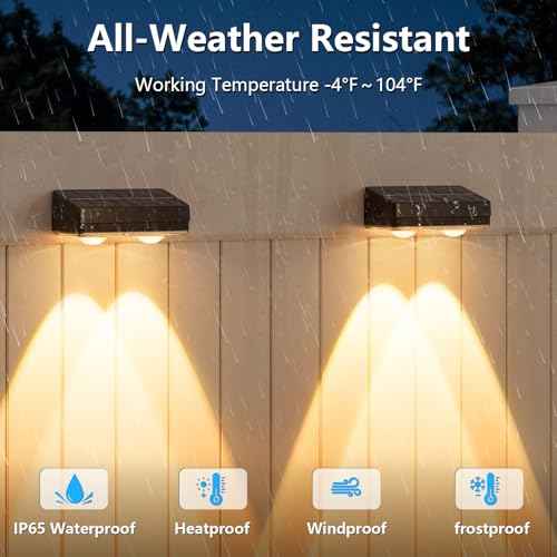 VOLISUN Solar Fence Lights Outdoor 12 Pack, 10 Colors £¦ Color Changing Fence Lights Solar Powered, IP65 Waterproof Solar Lights for Fence, Garden, Patio, Backyard, Railing, Deck, Wall, Pool£¨Black£©