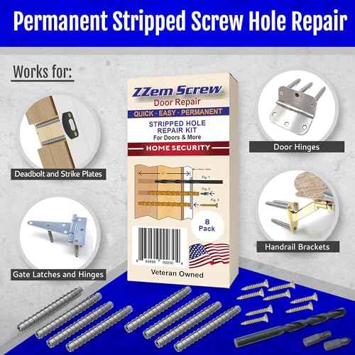 8-PK - #9x3 Steel Screws Permanent Door Hinge Repair Kit ? Easy Stripped Screw Hole Repair ? Reinforce Door Hinges, Strike Plates & Door Jamb Repair ? Quickly Fix Stripped Hinge Screws - Made in USA
