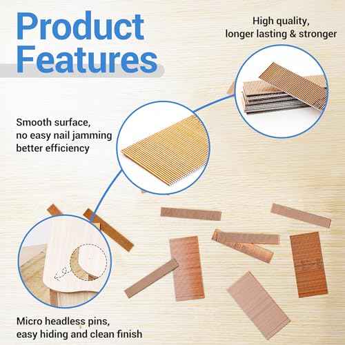 meite 23 Gauge Pin Nails, 3/8-Inch Micro Headless Piner Nails - Galvanized 23GA Pins Nails for Nail Gun, Ideal for Fine Woodworking and Trim Work (10,000 Counts)