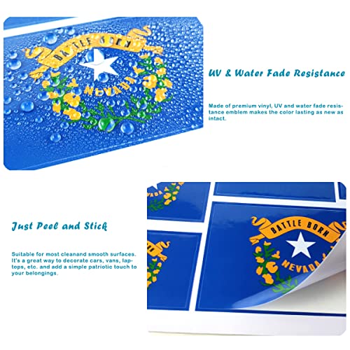 QQSD Nevada Flag Sticker Decal in Multiple Sizes, 3 Pack, 11.7 x 8.3 Inches