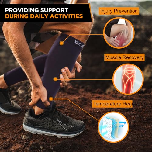 Doc Miller - Compression Calf Sleeve for Petite Men & Women, Medical Grade, 20-30mmHg Graduated Support for Running, Calf Tear, Shin Splints, Knee High, Black Calf Sleeves, Large Size, 1 Pair, Petite