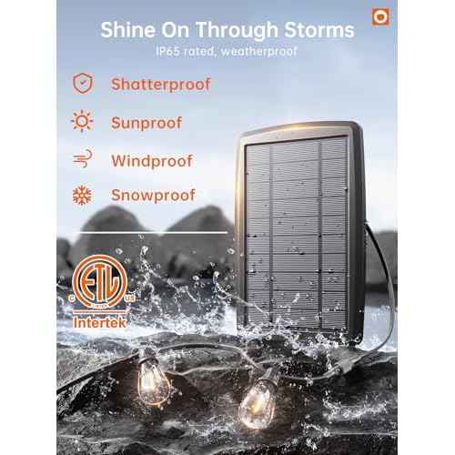 addlon 72FT Solar String Lights Outdoor, Waterproof Solar Powered Outside Lights with Remote & USB Port, ST38 LED Shatterproof Bulbs, Dimmable Solar Light for Camping Backyard Porch
