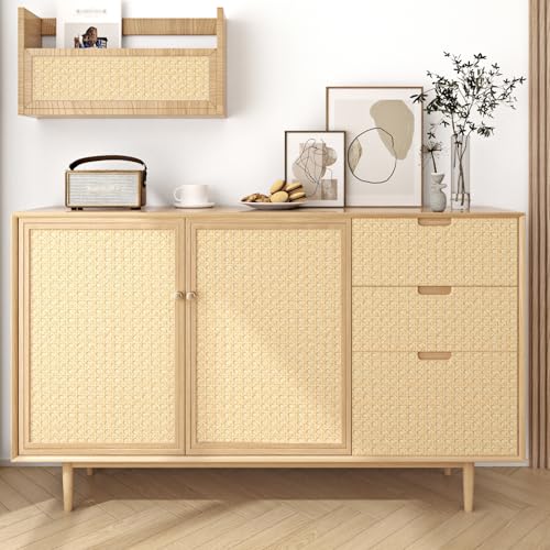 WESTICK Brown Rattan Wallpaper Self Adheisve Cane Webbing Peel and Stick Wicker Weave Wallpaper Non-Textured Cane Rattan Look Contact Paper for Cabinets Furniture TV Stand Headboard Buffet 15.8" x 80"