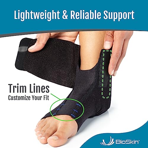 BioSkin Ankle Compression Brace - Ankle Wrap for Sprained Ankle, Post Injury Ankle Brace, Ankle Support Brace for Women and Men, Swollen Feet Relief, HSA or FSA Eligible