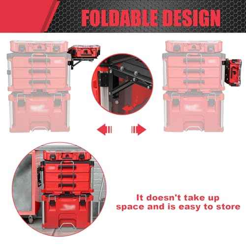 Upgrade Folding Packout Mount Compatible with Milwaukee Packout Toolbox,Mounting Plate for Packout Toolbox Side Storage