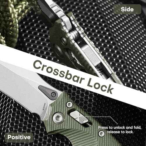 Folding Pocket Knife for Men, M390 3.7" Blade with G10 Handle and Crossbar Lock, EDC Knife for Camping, Hiking, and Outdoor Everyday Carry (Green)