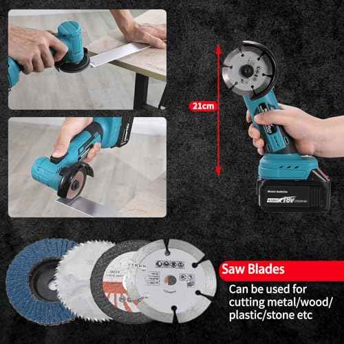 Brushless Mini Angle Grinder Compatible with Makita 18V Battery(Not Included),Cordless Electric Grinding Tool,19500rpm Compact Power Handheld Cutter for Metal Grinding,Cutting