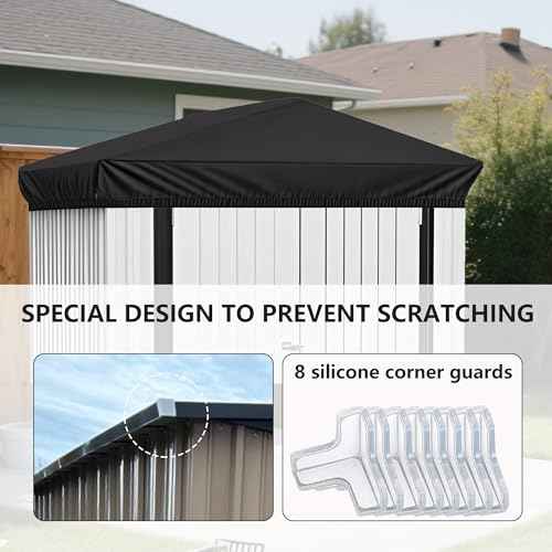 6x4 Ft Durable Slooping Roof Shelter Cover Pressure Rubberized Oxford Cloth, Sun, Dust, Rain and Leaf Resistant with 8 Silicone Protective Corners (Black)