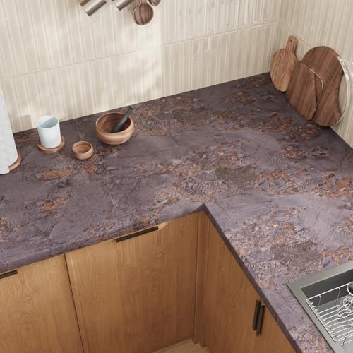 CRE8TIVE Brown Gold Marble Contact Paper for Countertops Waterproof Marble Wallpaper Peel and Stick Removable Self Adhesive Renter Friendly Vinyl Wall Paper for Bathroom Kitchen Cabinets Shelf 12"x80"