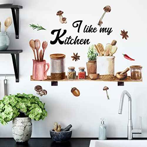 Kitchenware Utensil Shelf Wall Decals I Like My Kitchen Wall Stickers for Kitchen Wall Decor