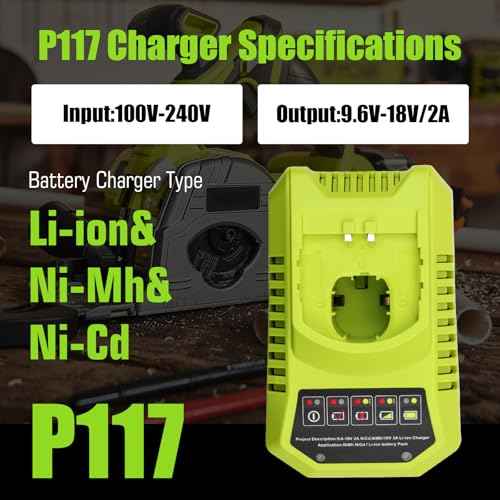 P117 Rapid Charger Replacement for Ryobi P117 Battery Charger P118 P118B Compatible with Ryobi 12V-18V Ni-Cd&Ni-Mh Lithium ion Batteries P100 P102 P103 P104 P105 P107 P108 P189