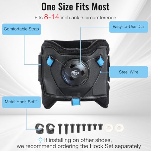 AFO Foot Drop Brace for Walking with Shoes, Upgraded Dial & Thicker Replaceable Wire for Adjustable Dorsiflexion, Ankle Support for Men & Women