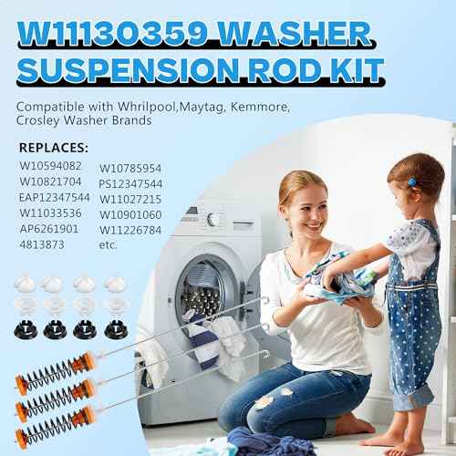 Upgraded MVWB765FW3 MVWB765FW4 WTW7500GC2 7MWTW7000EW0 Washer Suspension Rod Kit for Maytag Whirlpool Kenmore Washer WTW7040DW0 MVWB765FC3 7MWTW7300EW0 WTW7500GW0 11026132413