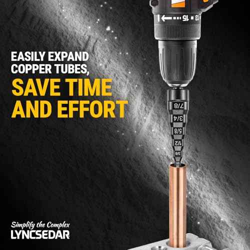 6 in 1 Copper Swaging Tool HVAC, Black Pipe Expander with Drill Bit Holder & Carabiner, Swage Tool HVAC for 1/4, 3/8, 1/2, 5/8, 3/4, 7/8 Tube, Swedge Tools for AC Swagging Repair