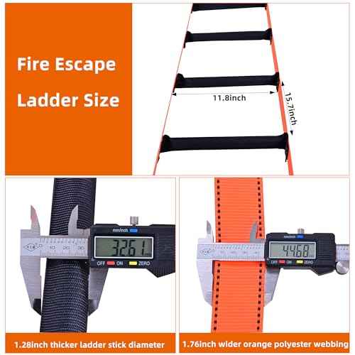 Fire Escape Ladder,32 FT Emergency Portable Safety Ladder,Extension Rope Ladder with 2 Hooks,2-3 Story Homes Reusable Safety Rope Ladder for Window Balcony Tree House