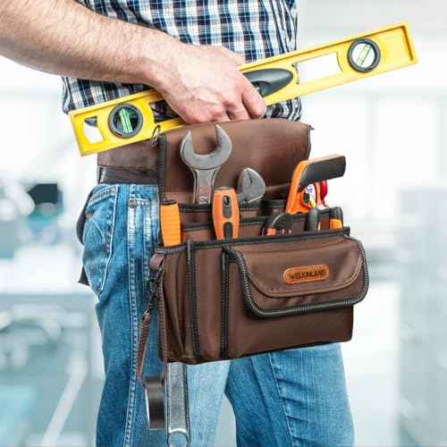 WELKINLAND 10-Pockets Electrician Pouch, Electrical Tool Belts, Heavy Duty Electrician Tool Belt, Electrician Tool Pouch, Electrical Belt Tool Pouch, Electrician Pouches Men, Electrical Pouch