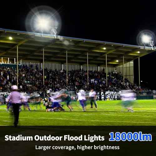 150W LED Outdoor Flood Lights with Plug, 18000lm Bright Work Light with 6ft Cord, 5000K Daylight White Exterior Floodlight, IP66 Waterproof Security Light Yard Lights for Garage Stadium 2 Pack