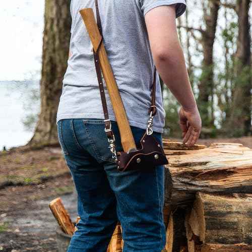 COUNCIL TOOL Leather Shoulder Sling - Wood Craft Carrying Strap for Camp Carver and Pack Axe with Adjustable Design & Lobster Claw Clasps, Made in The USA - AM-SLING02