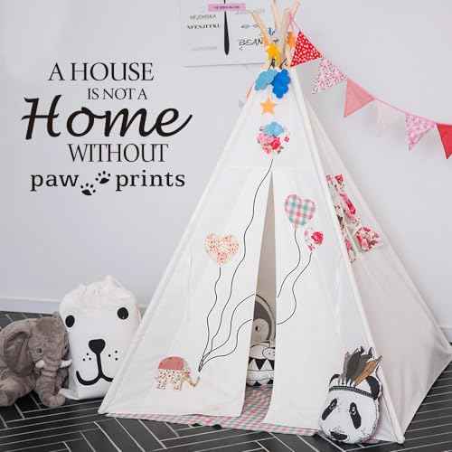 A House is NOT A Home Without paw Prints - Carved Black Vinyl Quote Letters Wall Decal Pets Dog Cat House Kennel Cattery Art Lettering Sticker Home D?cor