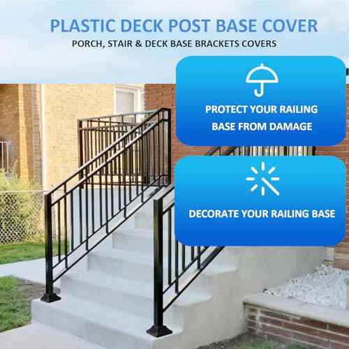 24Pcs Plastic Post Base Cover fit 2" Post, Decorative Square Railing Base Trim, Post Base Plate Cover,Durable Fence Post Flange Skirt for Patio, Porch, Stair, and Railing Systems, UV-Resistant, Black