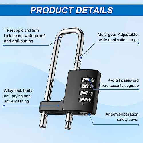 Gisafai 2 Pieces 4 Digit Combination Cabinet Lock, Long Code Combination Padlock for Gym School Lockers, Child Proof Code Sliding Locks for Fences, Drawers Closet