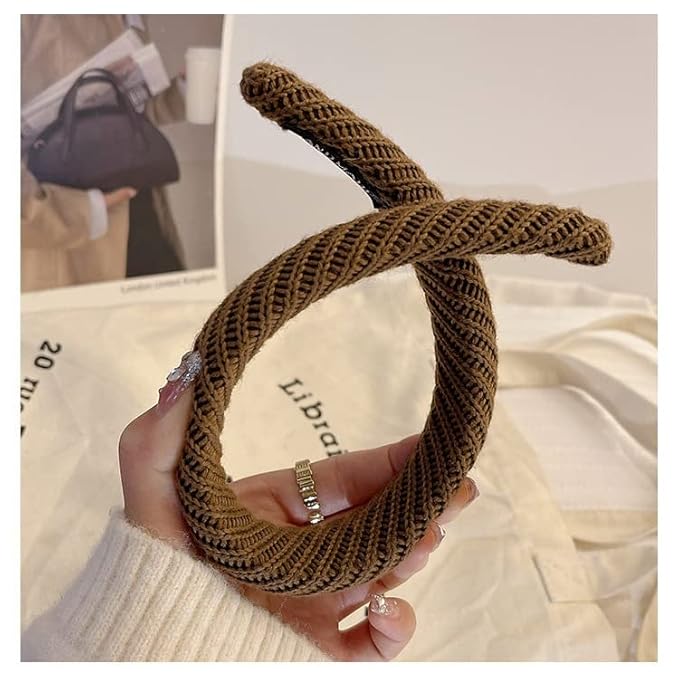Headbands for Women Wide Knitted Hairbands Fashion Non Slip Headband for Women's Hair Cute Solid Colors Hair Accessories 4pcs