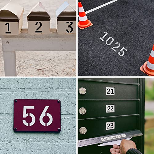 YEAJON 3 Inch Curb Stencil Kit 0-9 Address Number Stencils, 20Pcs Reusable 14 Mil Mylar Plastic Templates for Painting on Road, Wall, Wood, Mailbox