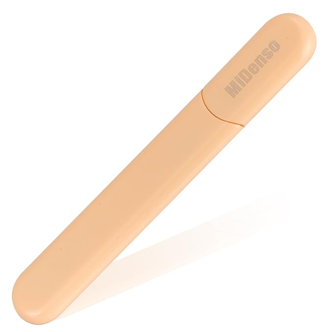 Premium Particular Glass Nail File with Case, Both Sided Filer, Crystal Beauty Nail File, Salon Nail Shine Top, Beeswax Pink